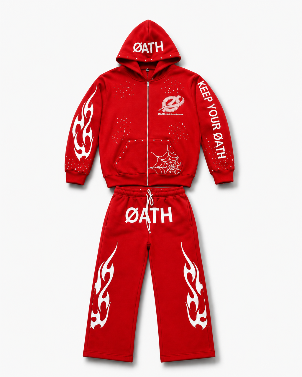 ØATH Premium Zip Hoodie Set - Red